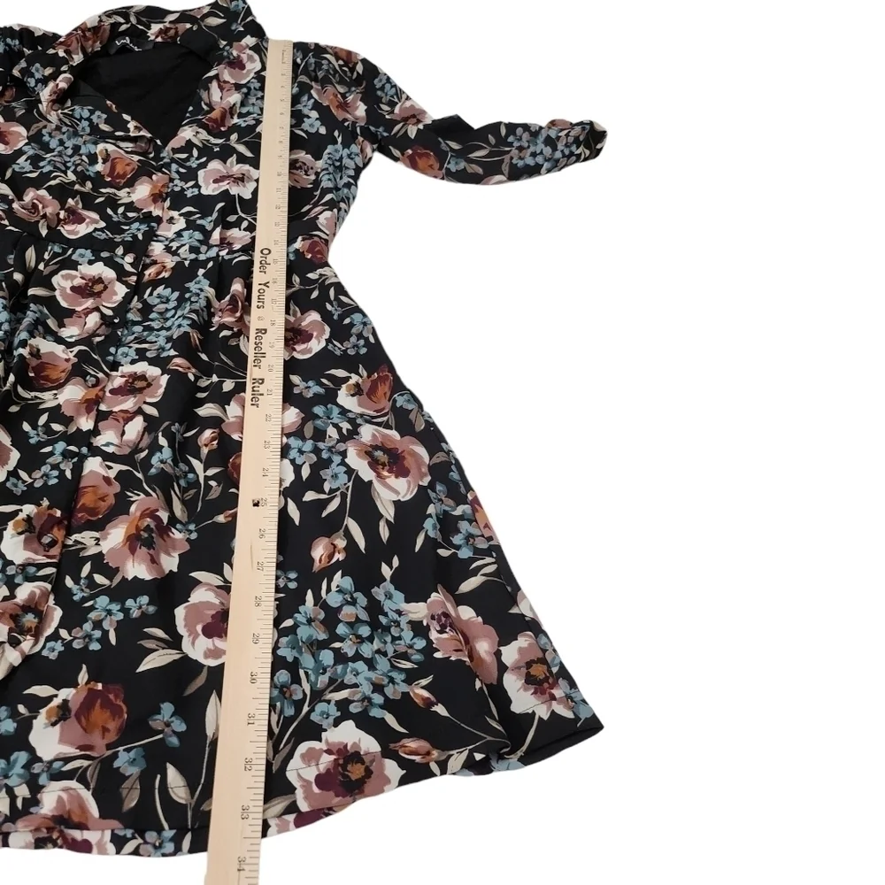 Lulus Such a Beauty Dress Medium Black Floral Button-Up Collar Button Front - Picture 11 of 12